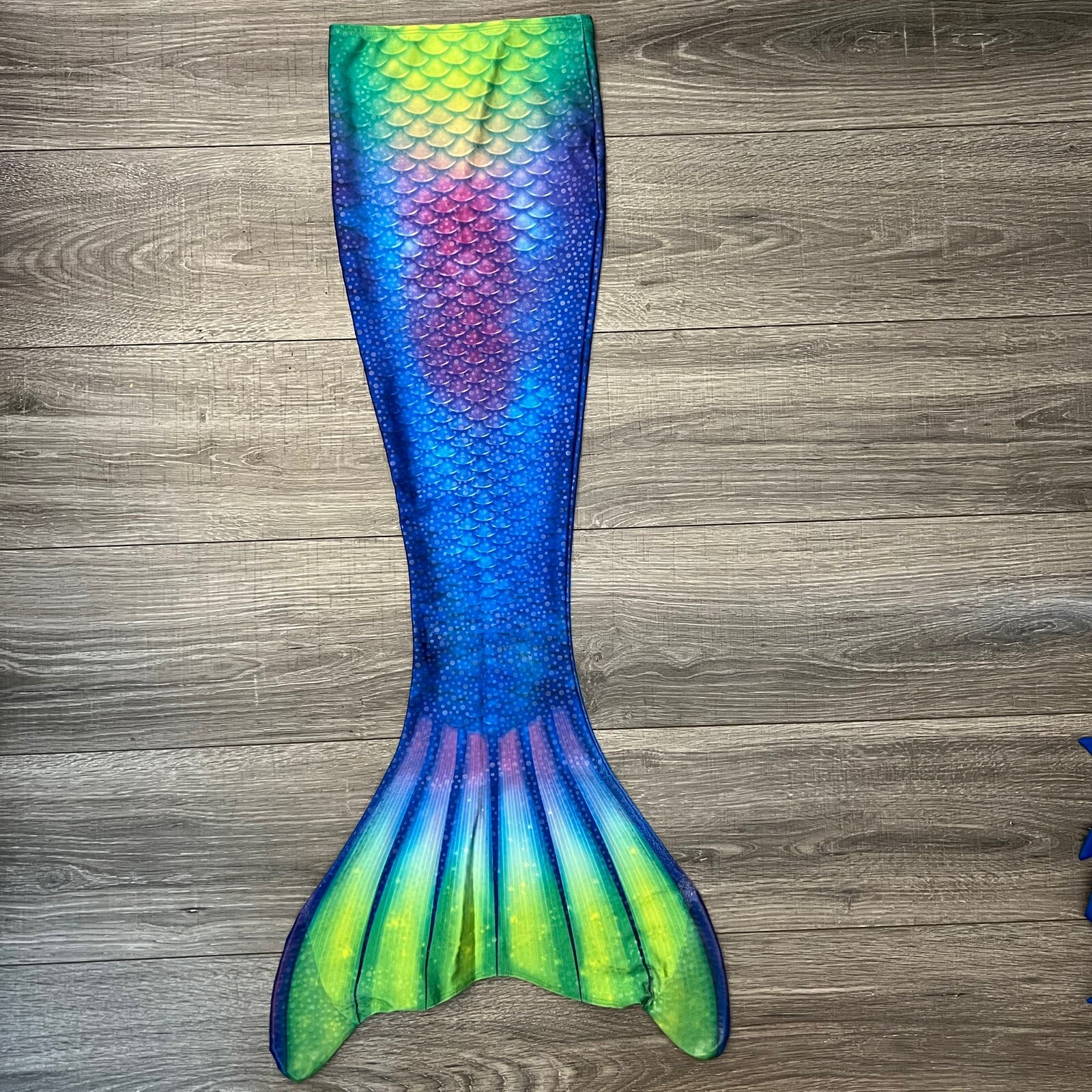Fin Fun Mermaid Tail Girls sz Small 6 Blue Bikini Fin Swim 5pc Set LTD Ed Print