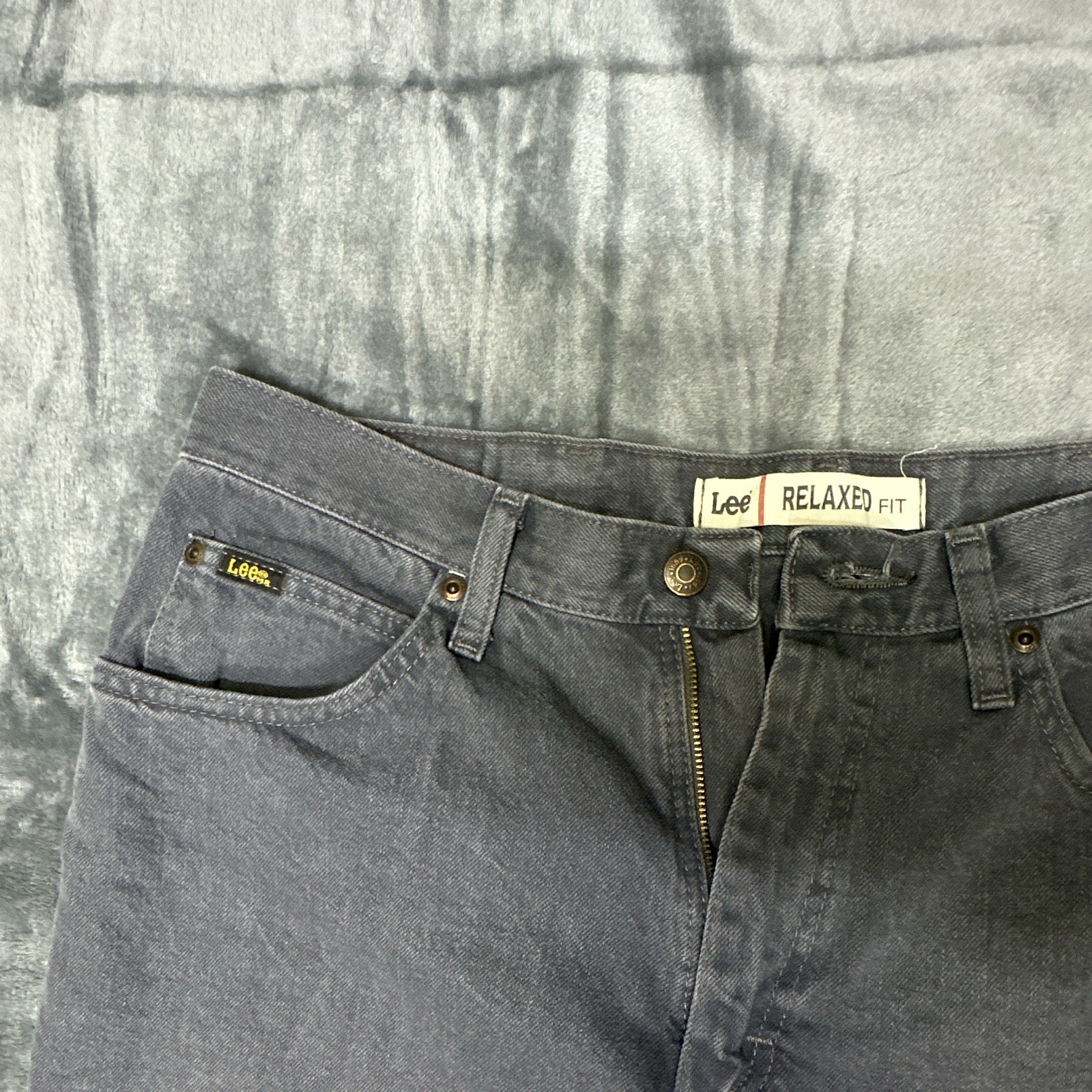Lee Men’s Gray Wash Denim Jeans Straight Fit 34×32