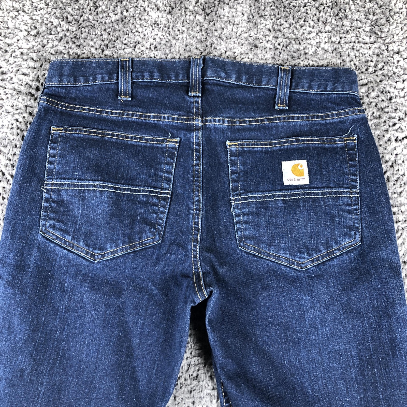 Carhartt Straight Fit Jeans Mens 33×30 Blue Straight Leg Denim Stretch Dark Wash