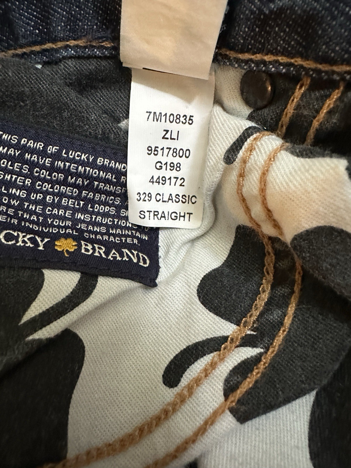 Lucky Brand Jeans Mens 34×30 Blue 329 Classic Straight Cotton Blend Dark Wash