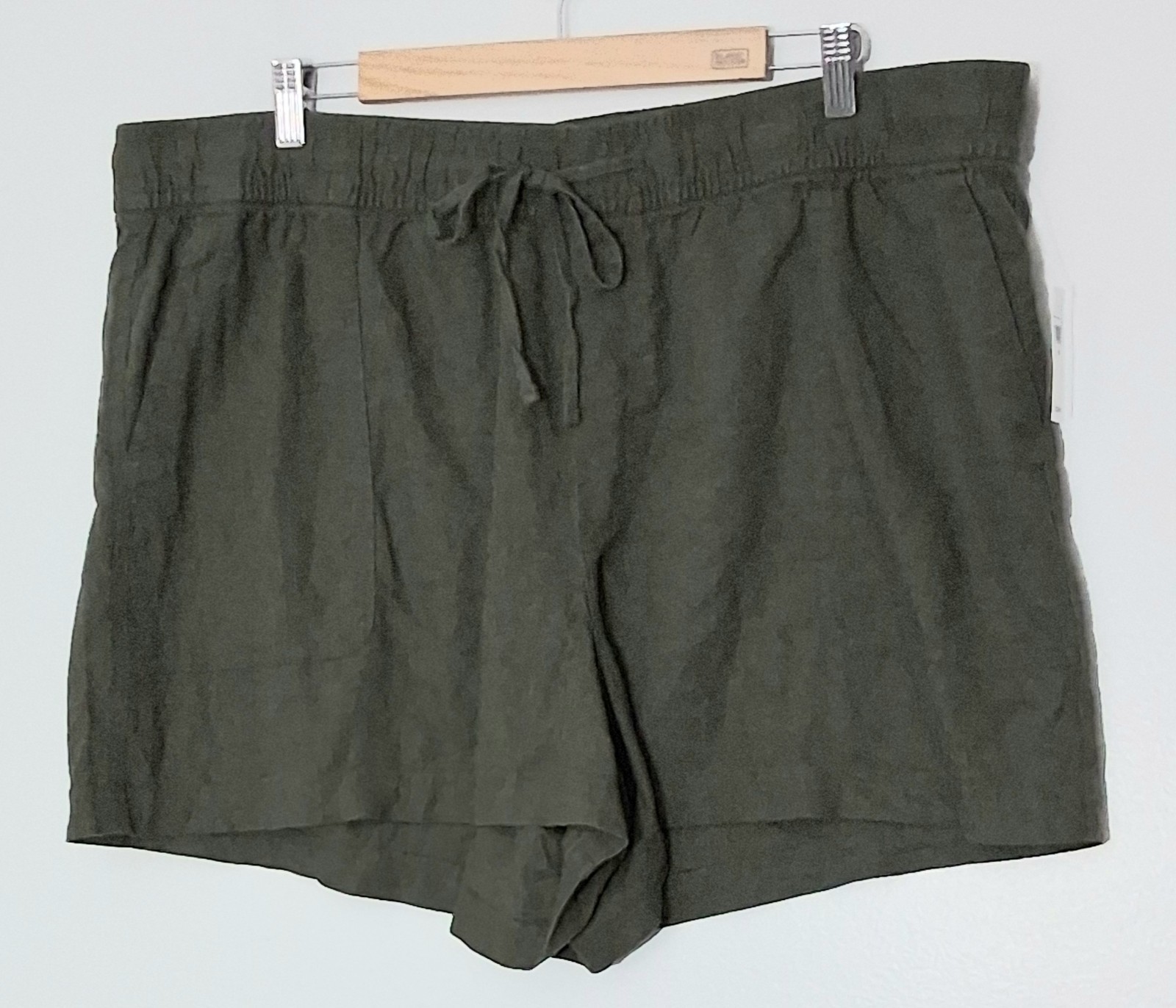 Gap Linen & Rayon Blend Shorts Womens XXL Olive Green Easy Pullon Drawstring NEW