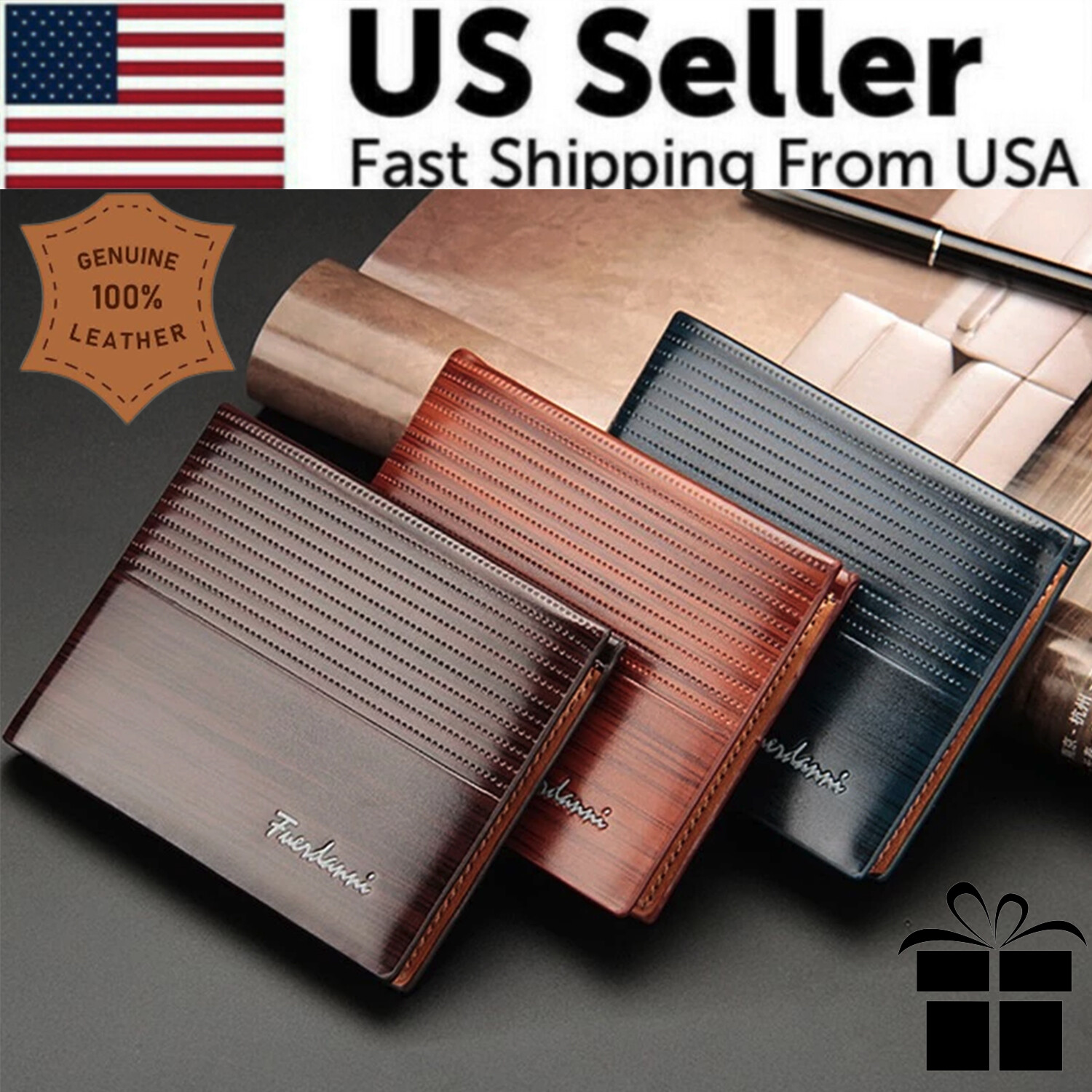 Men’s Bifold Leather Credit ID Card Holder Wallet Billfold Purse Clutch Billfold