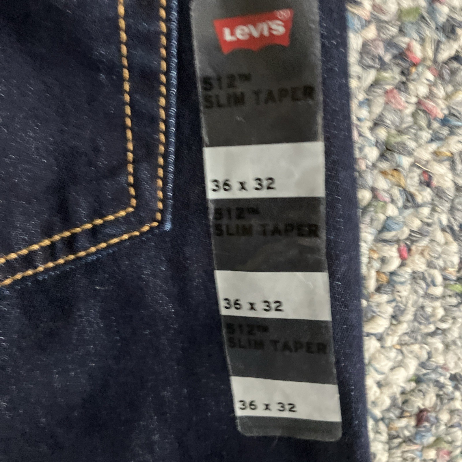NWT Men’s LEVI’S 512 Slim Taper Eco Ease Dark Blue Jeans Size 36”x32”