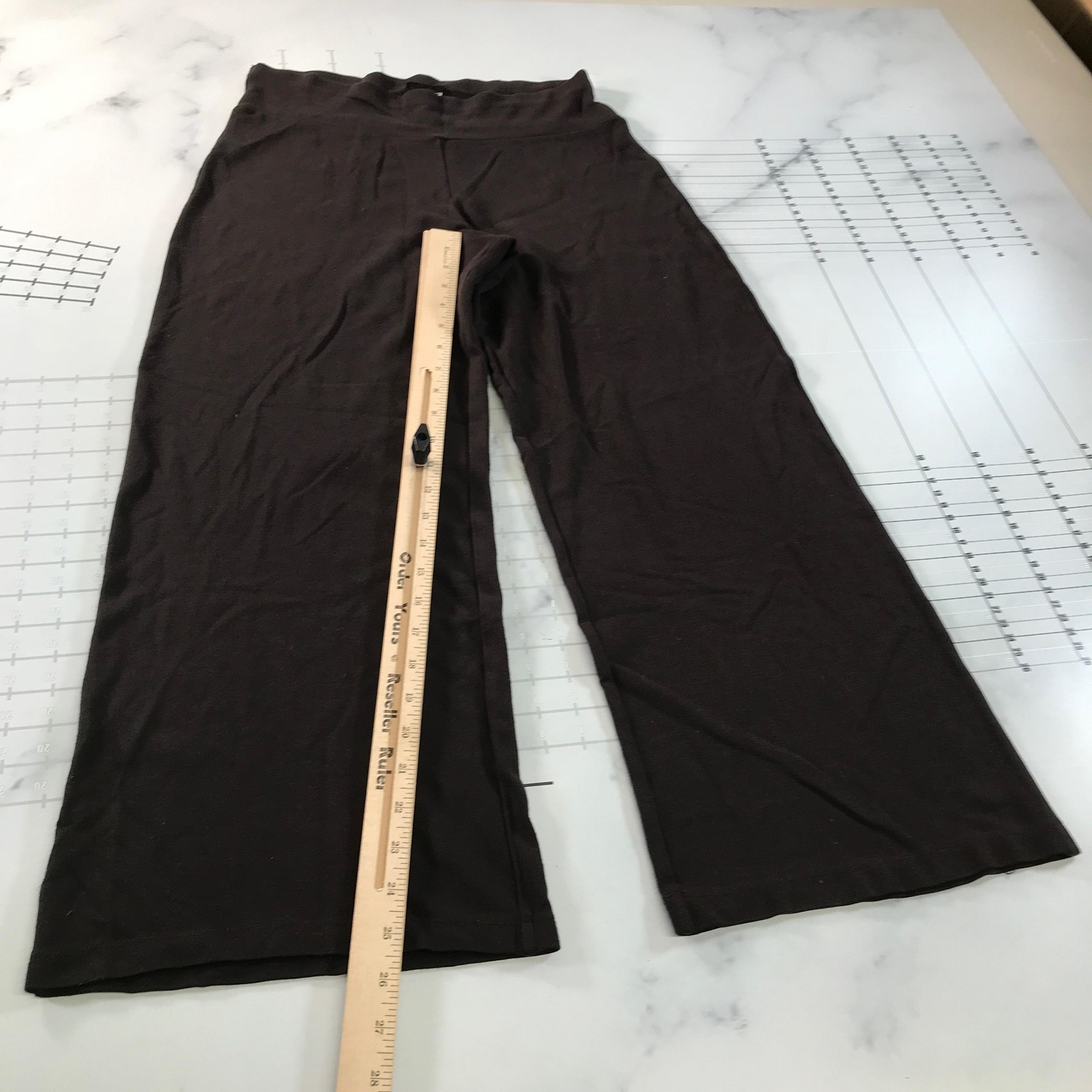 Ronen Chen Dress Pants Womens 3 Brown Knit Cropped Wide Leg Relaxed Pull On
