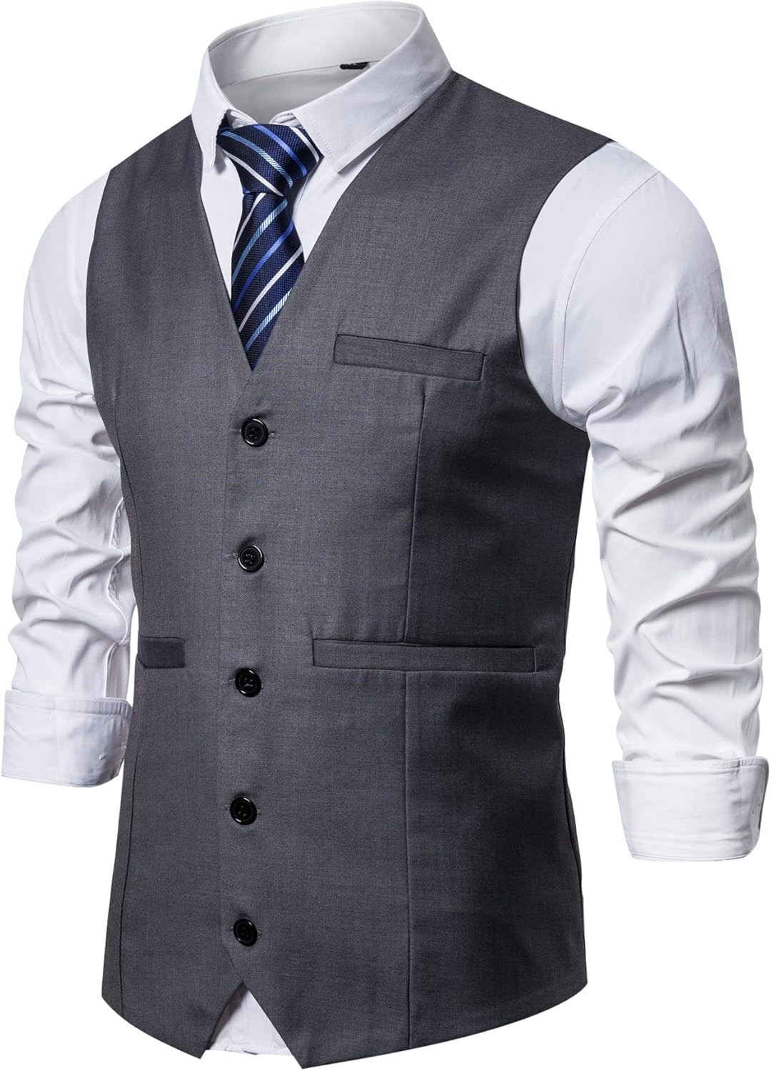 Mens Suit Vest Formal Business Slim Fit Waistcoat for Wedding Tuxedo Party