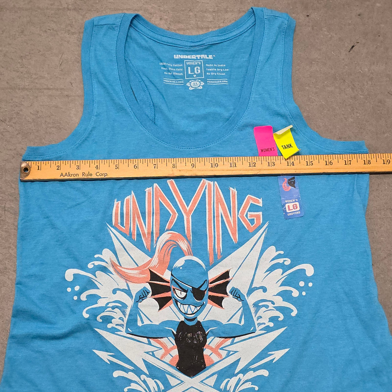 Undertale Undyne Undying Women’s Large L Tank Top Blue Poly Cotton