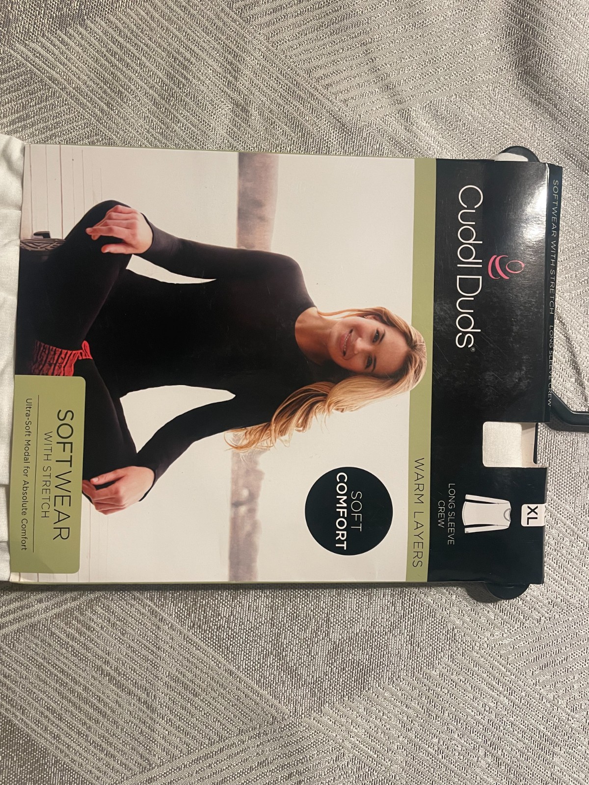 Cuddl Duds SZ XL Ivory Off White Modal Soft Wear Long Sleeve Crew CD8426116