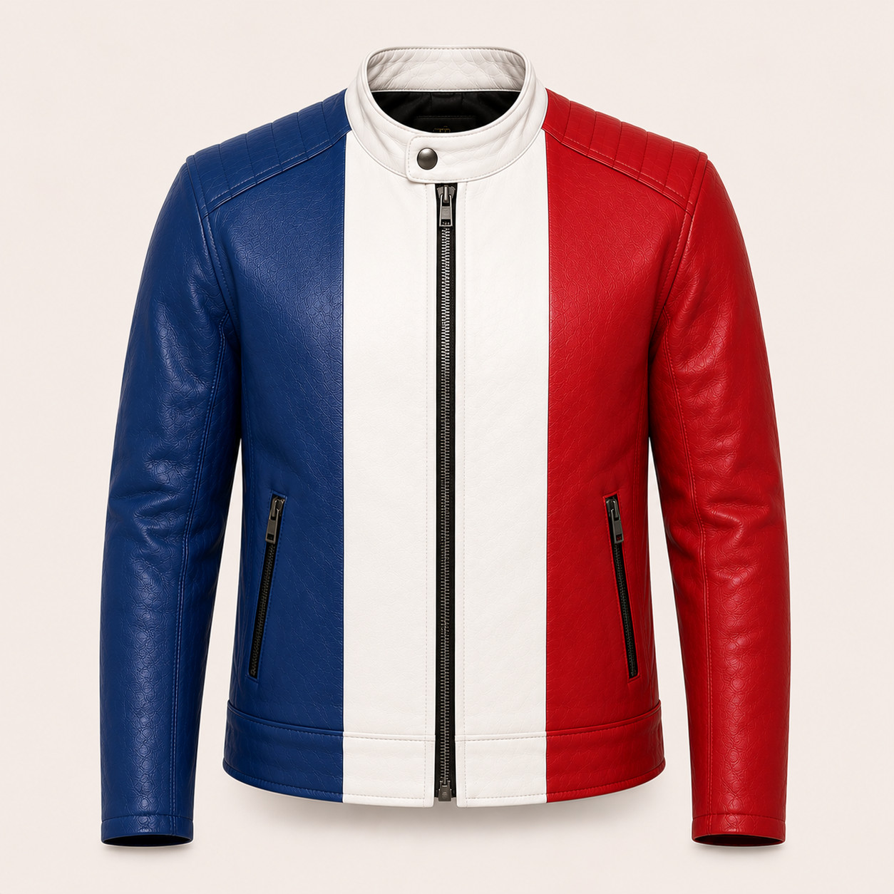 French Flag Leather Jacket, Union Jack Leather Coat, Men Women Vintage