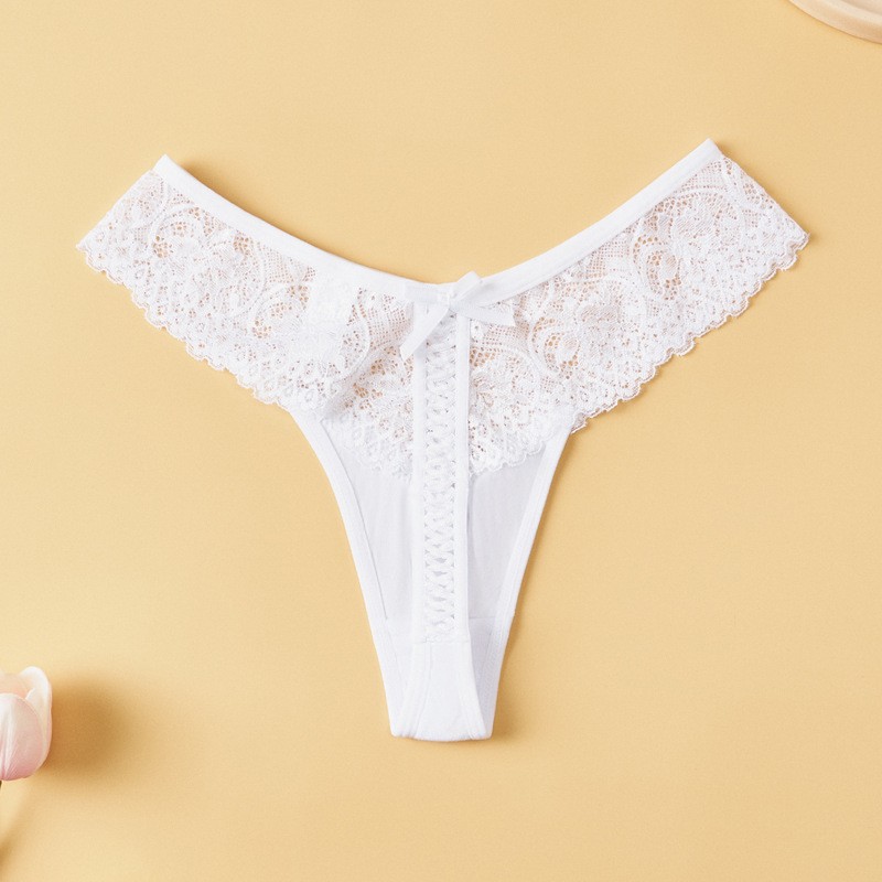 Women Lace Thong Panties Sexy Tummy Control High Waist Low Rise Underwear XS-L