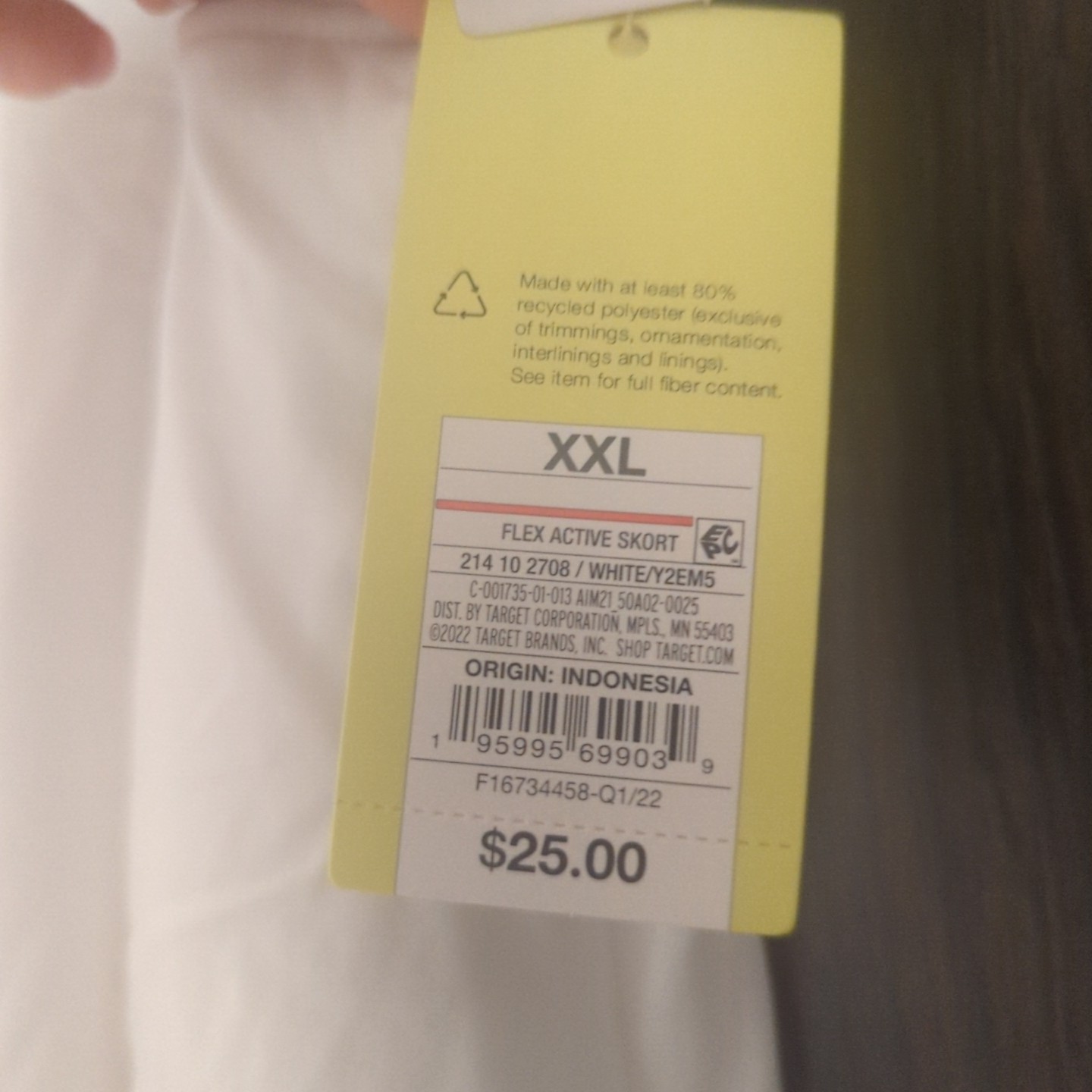 Women’s Skort All in Motion High-Rise Athletic Skort Tennis White Sz XXL NWT $25
