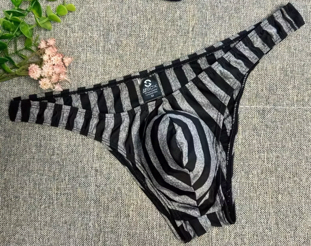 New Men’s Sexy Gray & Black Brazilian Cut Brief w/Enhancing Contoured Pouch-Gay