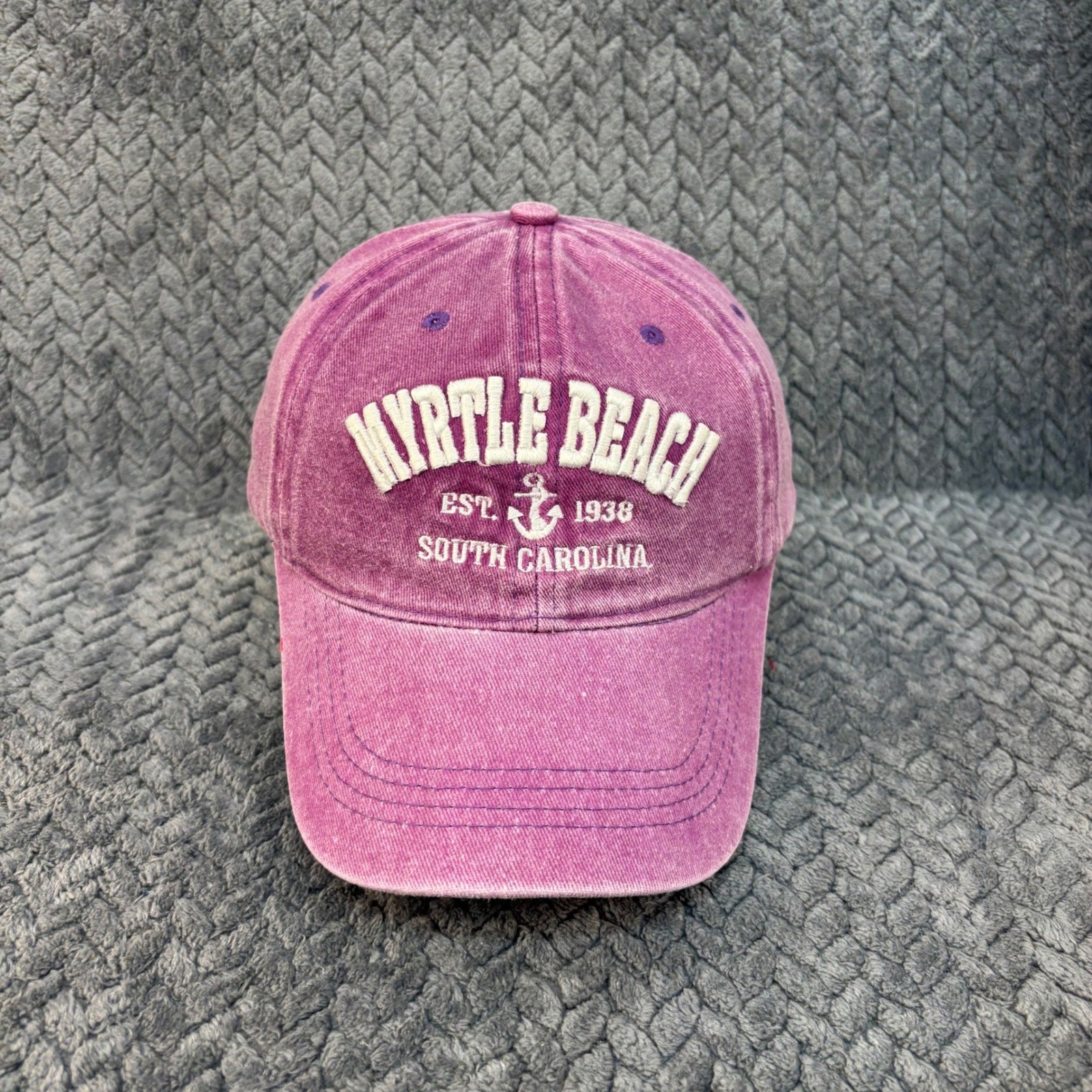 Lucky 7 USA Myrtle Beach South Carolina Hat Purple Acid Wash Souvenir Cap