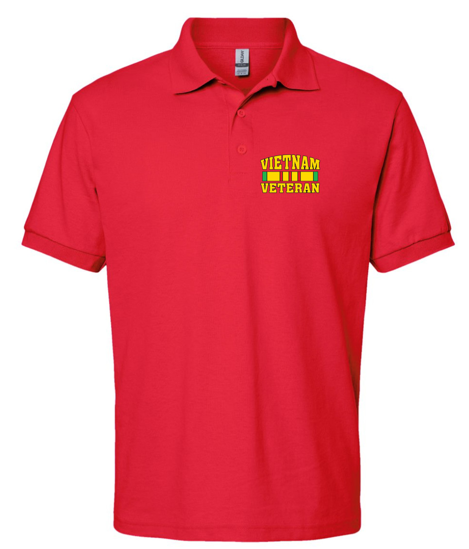 Vietnam Veteran T-shirt Mens Polo Collared Tee Golf Shirt American War Vet