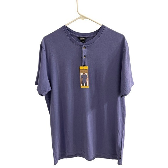 Eddie Bauer Mens Short Sleeve Henley Shirt Purple 100% Cotton Medium NWT