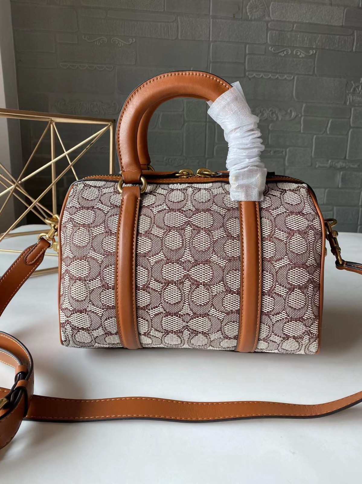 Coach Ruby Satchel 25 Signature Textile Jacquard C8529 Brown