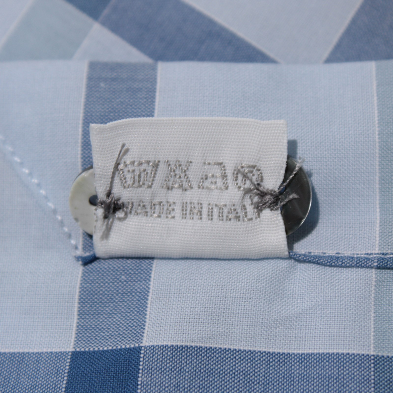 Ravazzolo NWT Dress Shirt Size 44 17.5 in Shades of Blue Plaid 100% Cotton