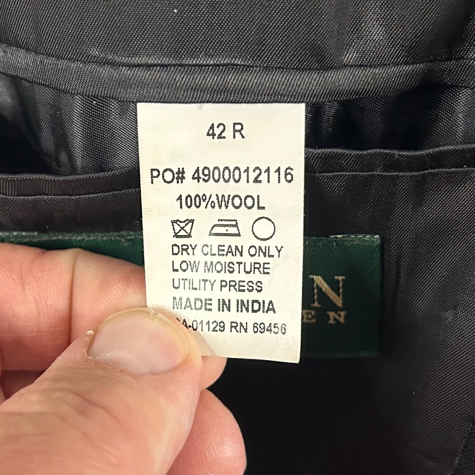 LRL Ralph Lauren 42R Blazer 100% Wool Black Silver Two Button Lined Vented