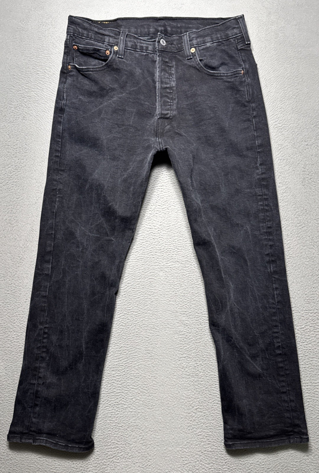 Levis 501 Jeans Men 34×30 (32×29) Black Straight Faded Distressed Gothic Denim