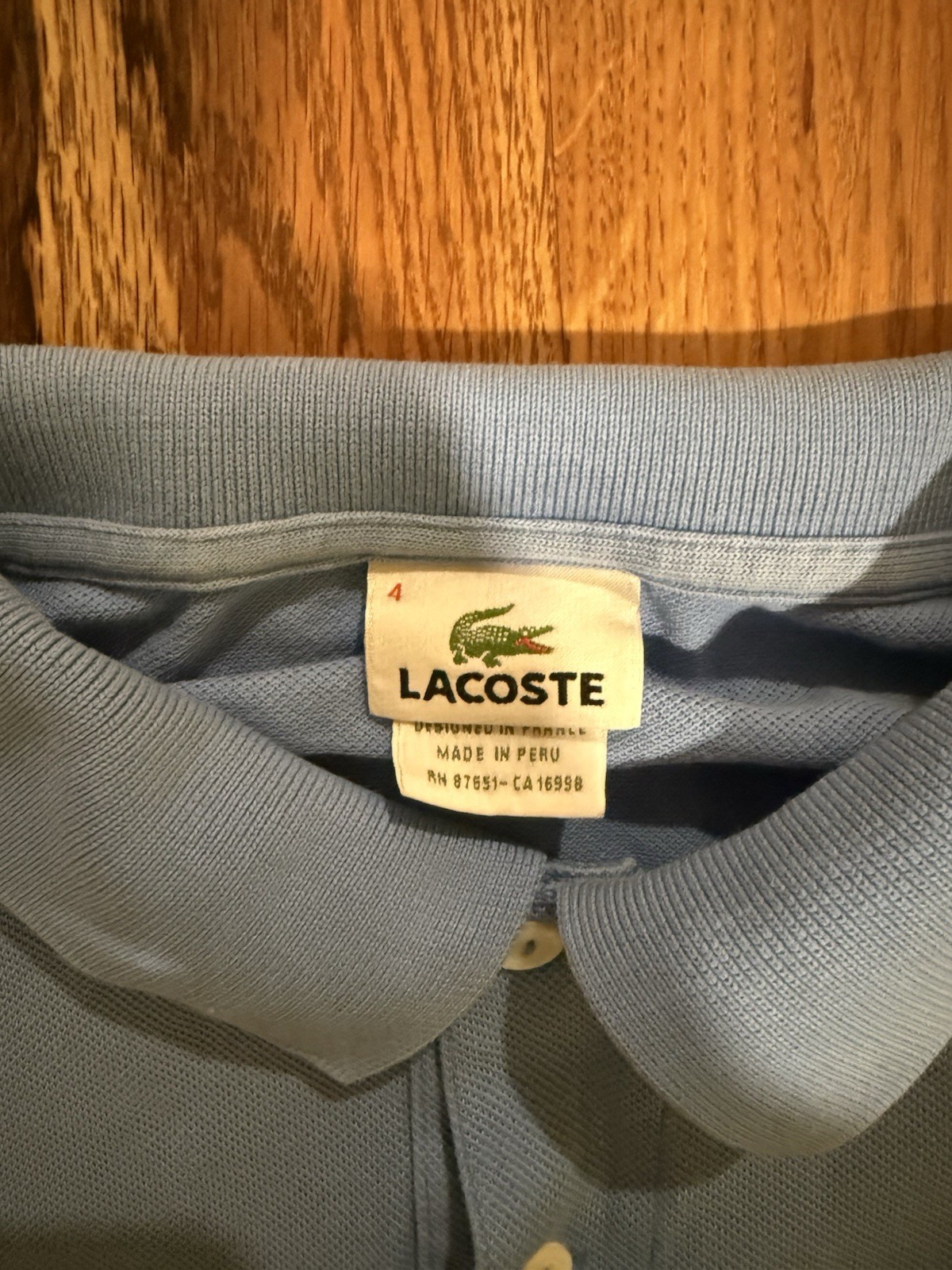 Lacoste Men’s Polo Shirt Size 4 Blue Short Sleeve Solid Collared Button Logo