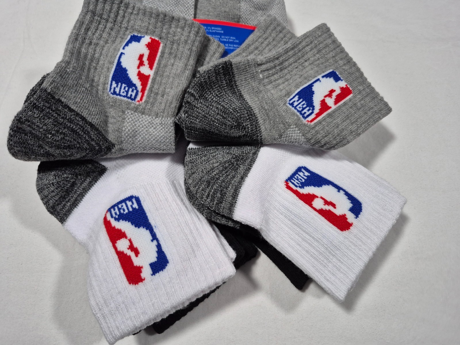 NBA Mens Quarter Sports Training Black 6 Pair Socks Official Licensed Apparel