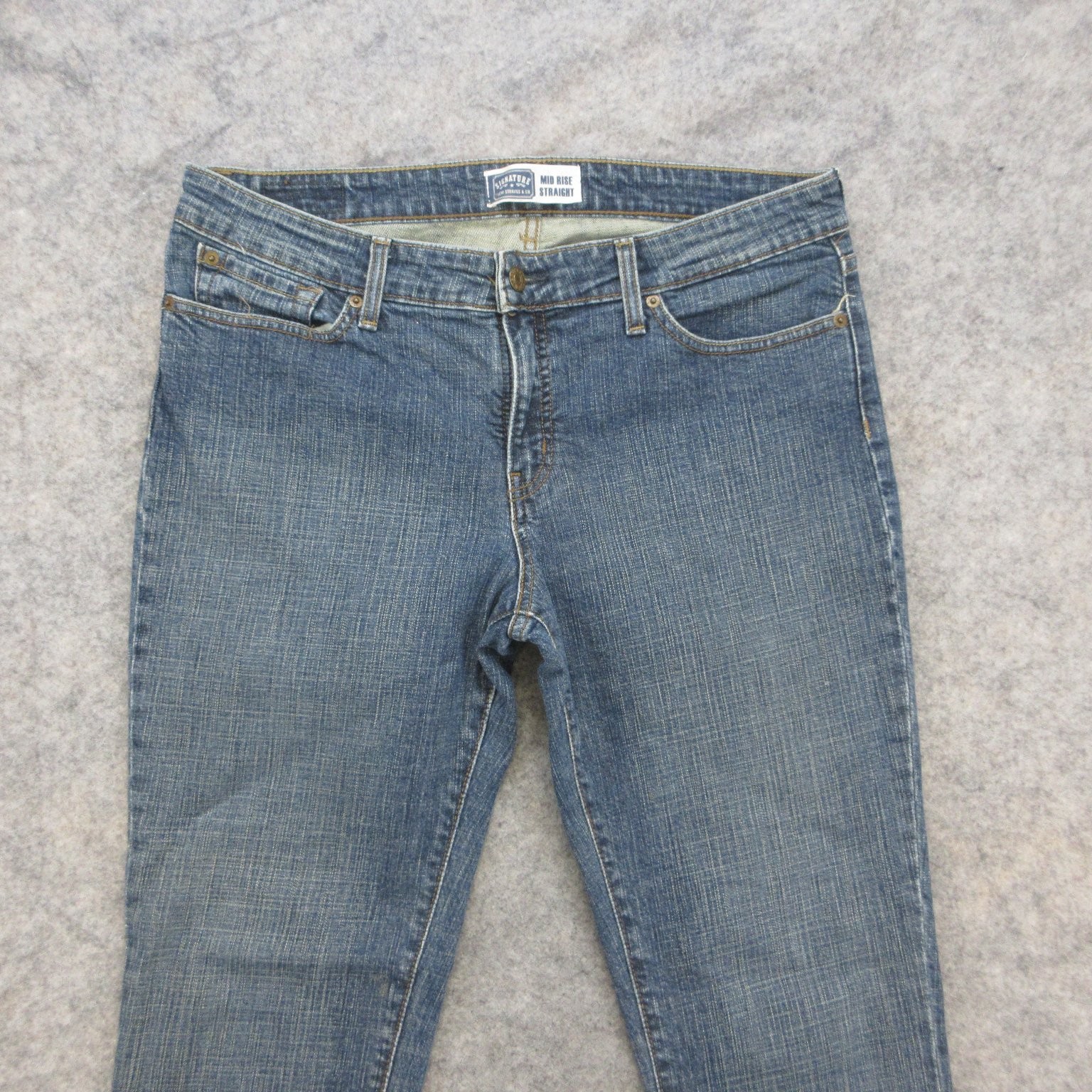 Signature by Levi Strauss Men’s Blue Denim Mid Rise Straight Jeans 35×29