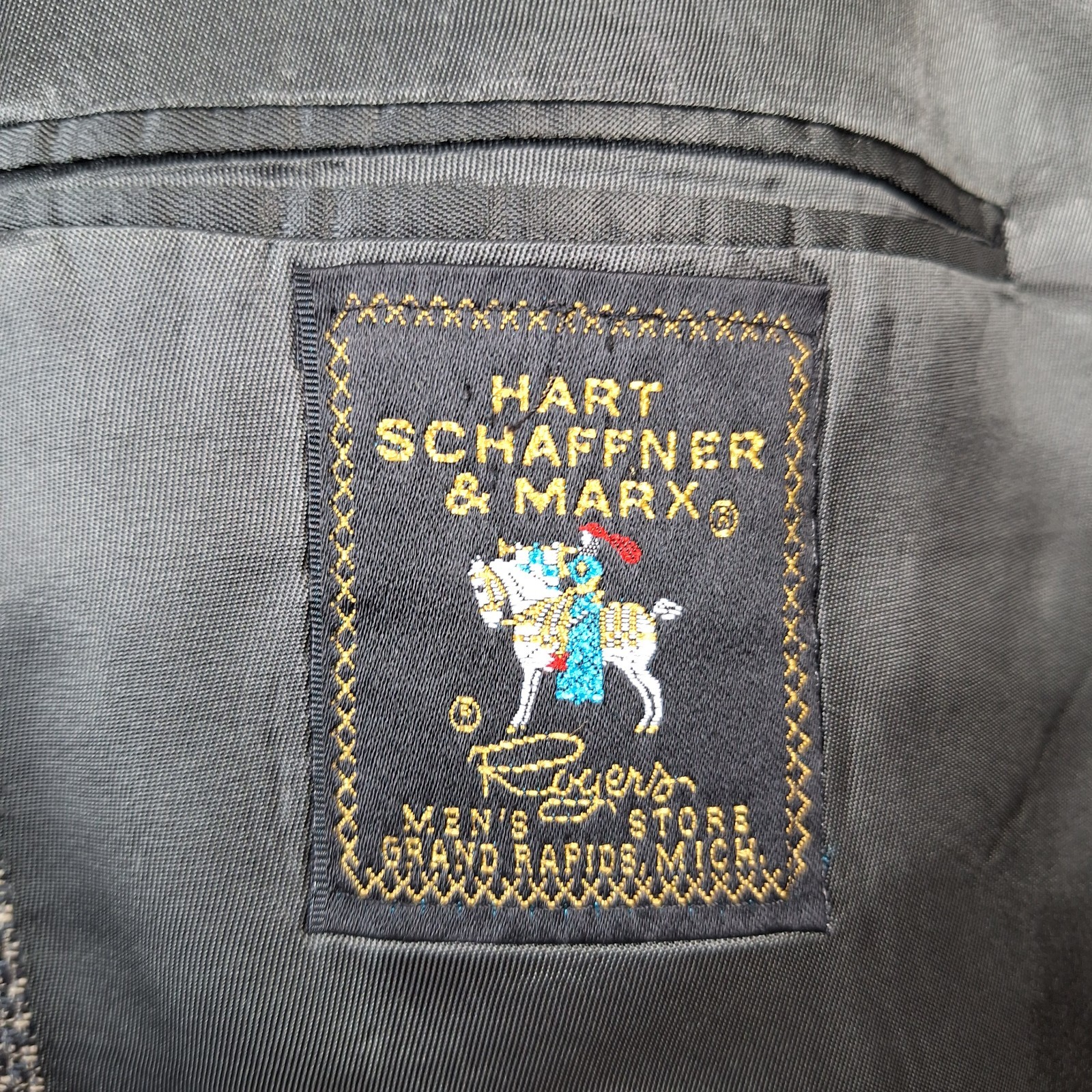 Hart Schaffner Marx Sport Coat Mens 54R Green Gray Check Single Vented