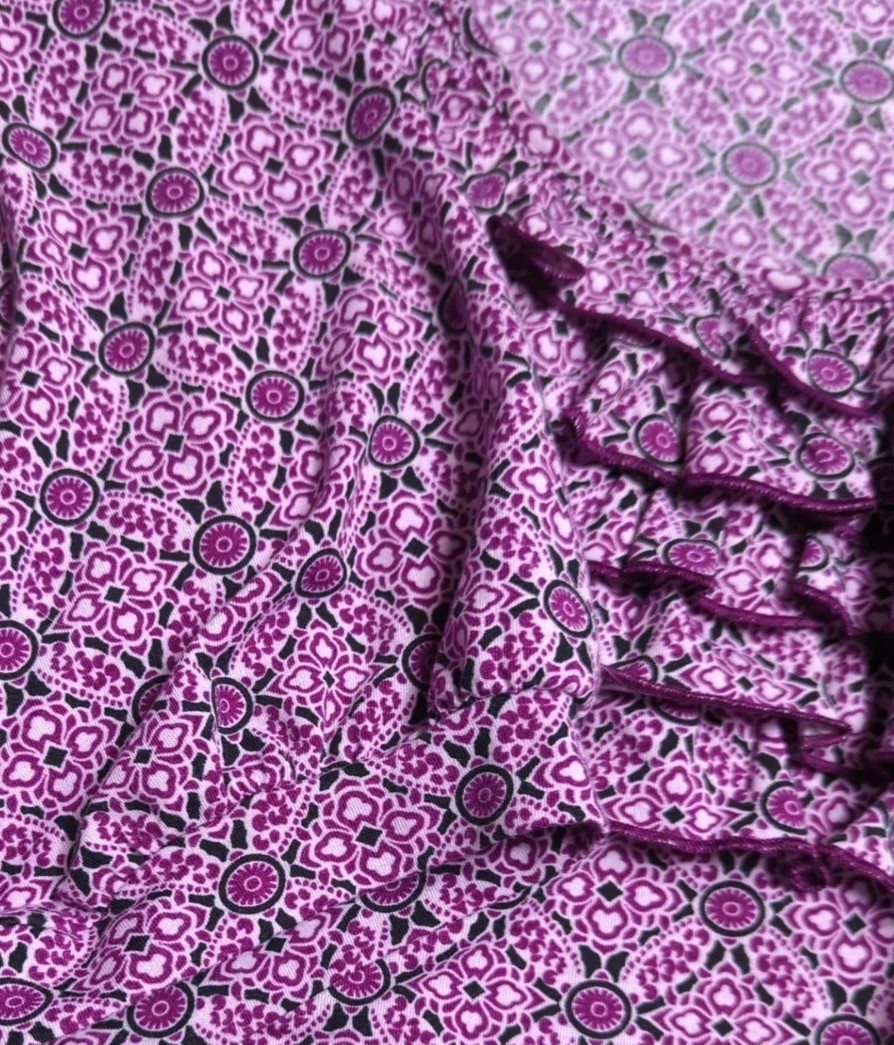Fashion Bug Pink Top Soft Stretch Ruffled Womens Plus 3X Smocked Short Sleeve B2