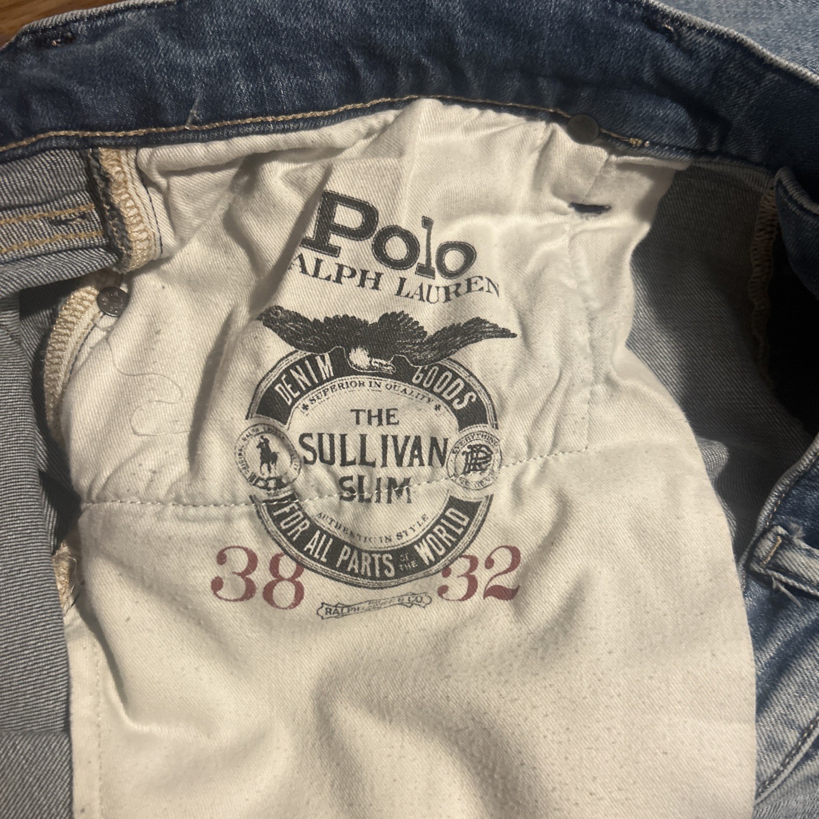 Polo Ralph Lauren The Sullivan Slim Jeans Mens Size 38×32 Distressed Stretch
