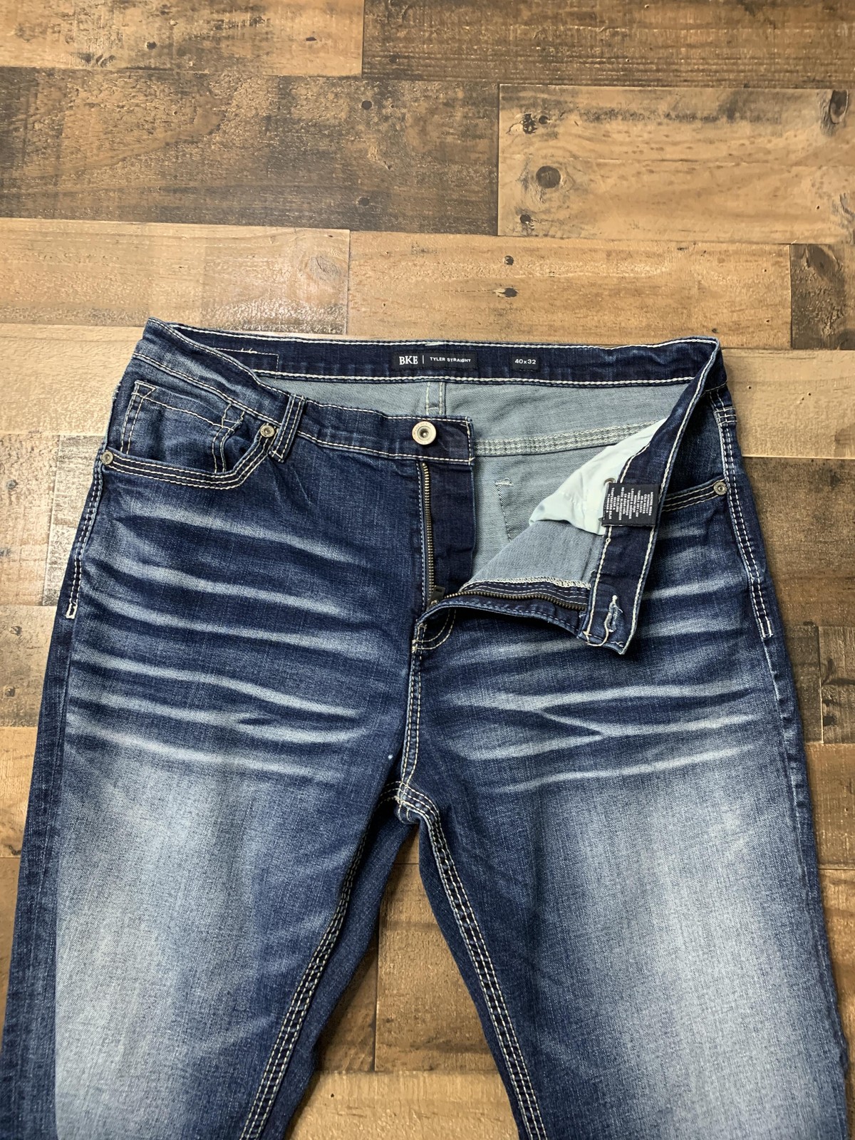 BKE Jeans Mens 40×32 Blue Medium Wash Tyler Straight Stretch Denim Pants Casual