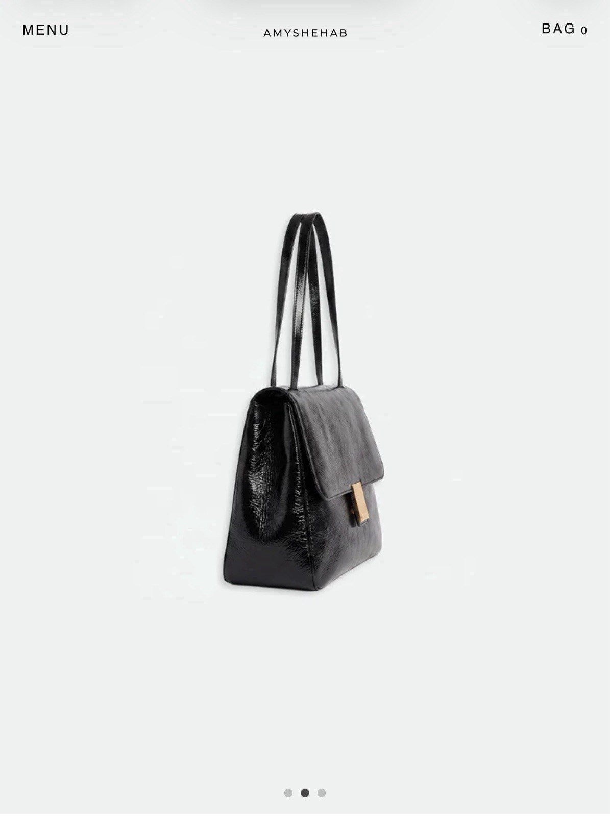 AMYSHEHAB Black Shoulder Bag Flap Closure Gold Hardware Dust Bag Pockets