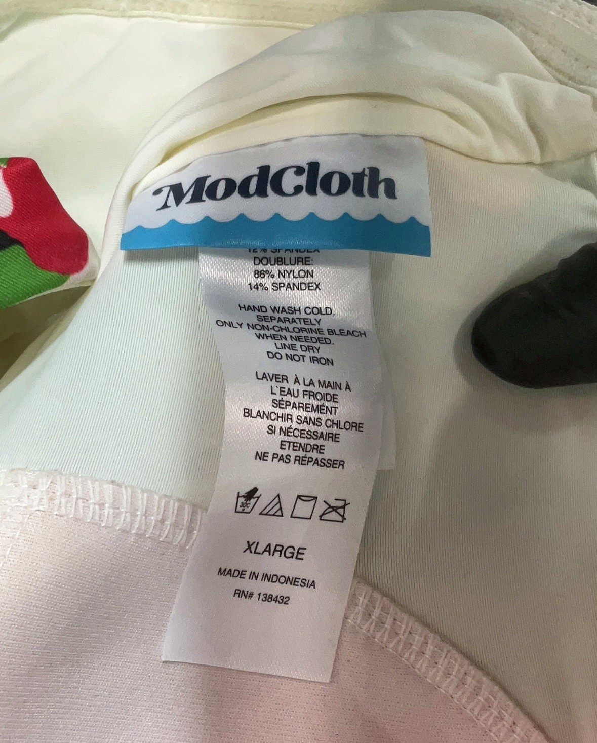 ModCloth Women’s XL One-Shoulder One-Piece Swimsuit Green/White Striped