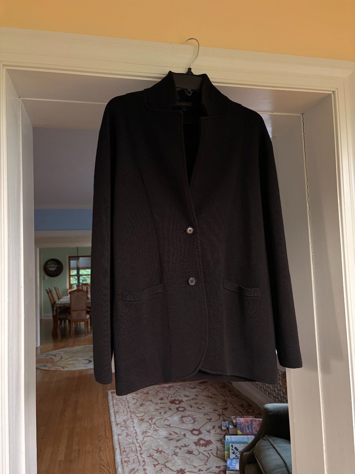 Jcrew J Crew Heavy Black 100% Merino Wool Cardigan–Large