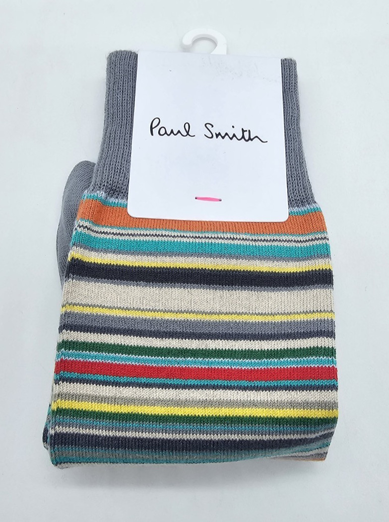 Paul Smith Signature Stripe Grey Socks Made in England Great gift AMSTRP-76 314