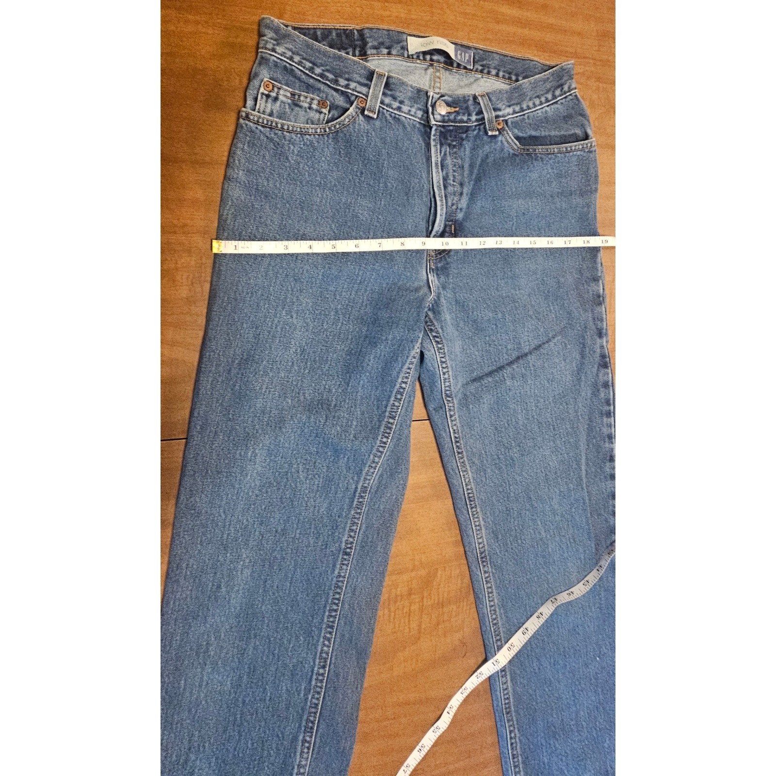Men’s Gap Low Rise Jean Blue buttonfly Medium Wash Y2K straight leg 30×30 MJ1