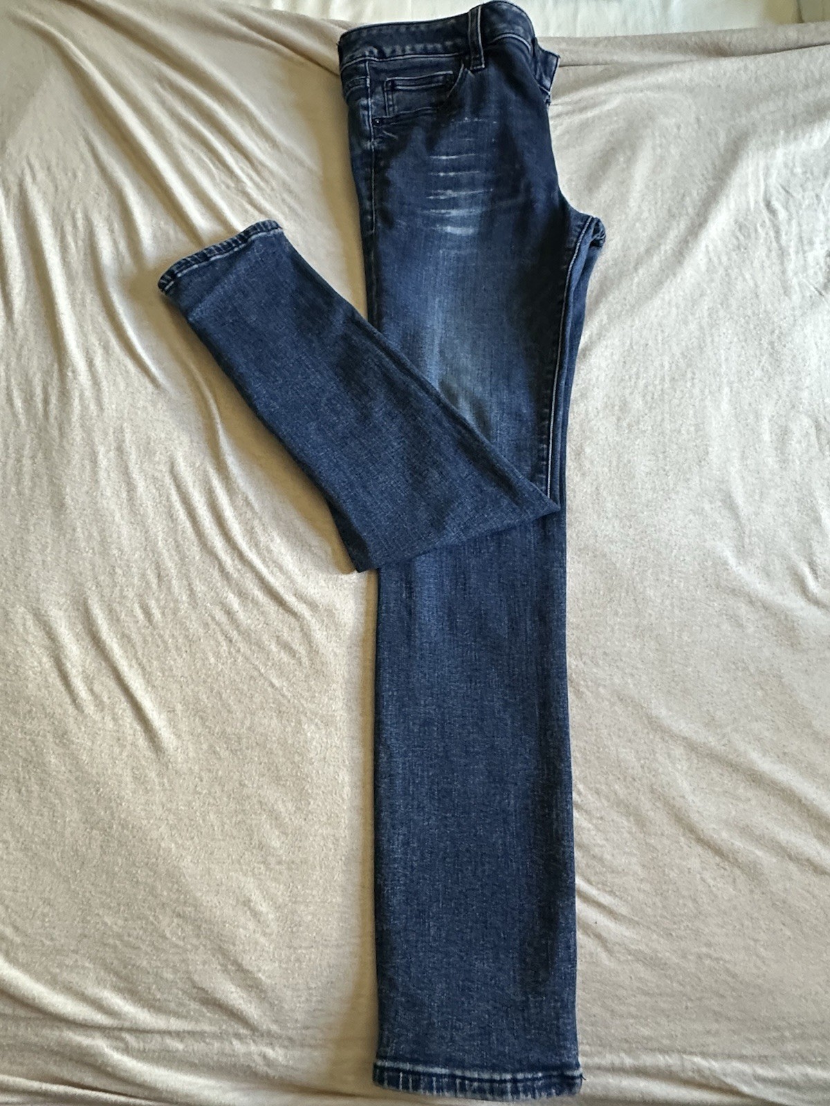 Express Women’s Skinny Jeans Dark Wash Blue Denim Slim Fit 5-Pocket Button