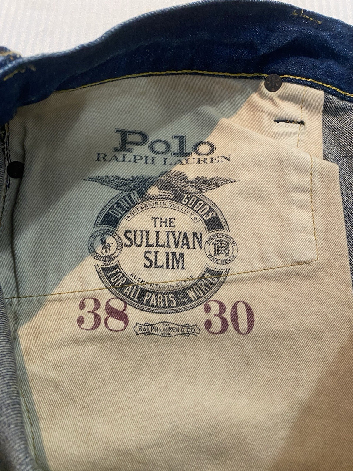 Polo Ralph Lauren The Sullivan Slim Patchwork Patch Denim Jeans Men’s 38 x 29