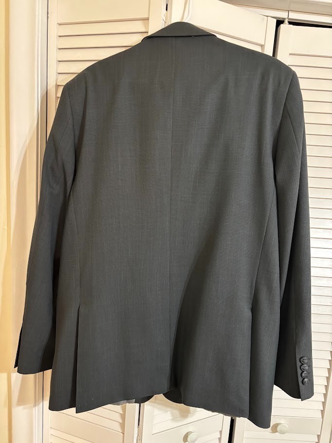 Haggar Suit Jacket Mens 46L Grey Tailored Fit Travel Blazer Sport Coat