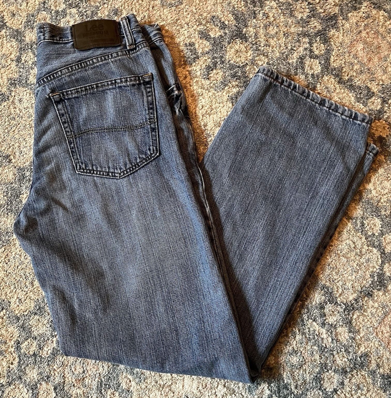 Lee Men’s Blue Straight Leg Denim Jeans Cotton Regular Fit, Mid Rise