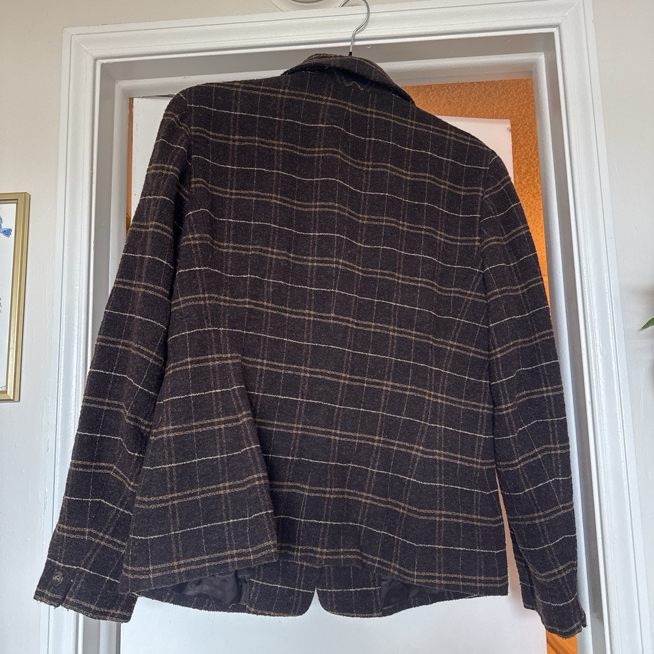 Jones New York women’s Brown Plaid Tweed Wool Blazer
