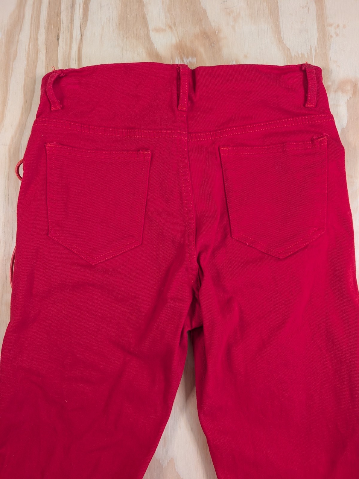 Edikted Engine Red Lace Up Flare Jeans Y2K Style Size M Grommet Tie Detail