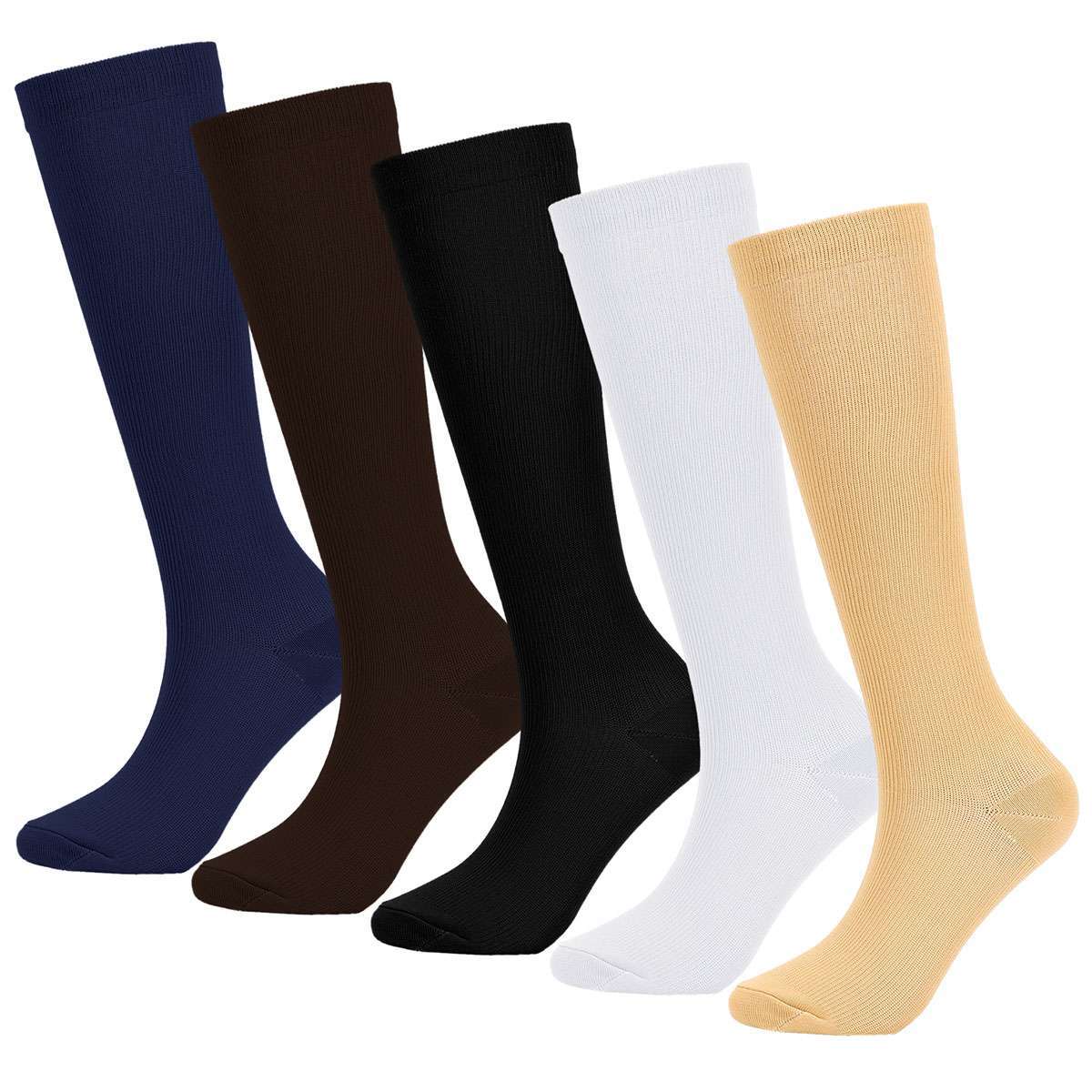2/5 Pairs Copper Compression Socks 20-30mmHg Graduated Support Mens Womens S-XXL
