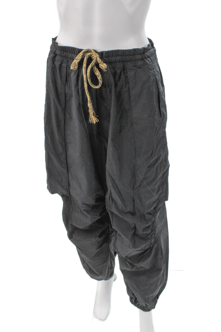 Free People Unisex Black Jogger Pants Nylon Polyester Drawstring Size M