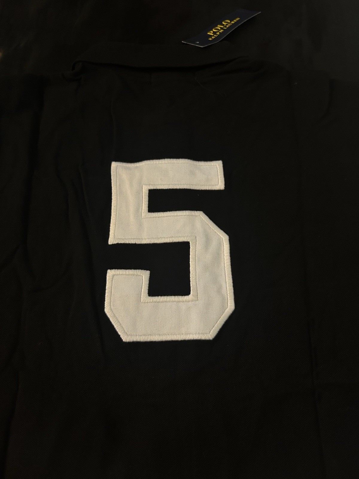 Polo Ralph Lauren Slim Fit Black New York Logo Big Pony No. 5 Polo Shirt L