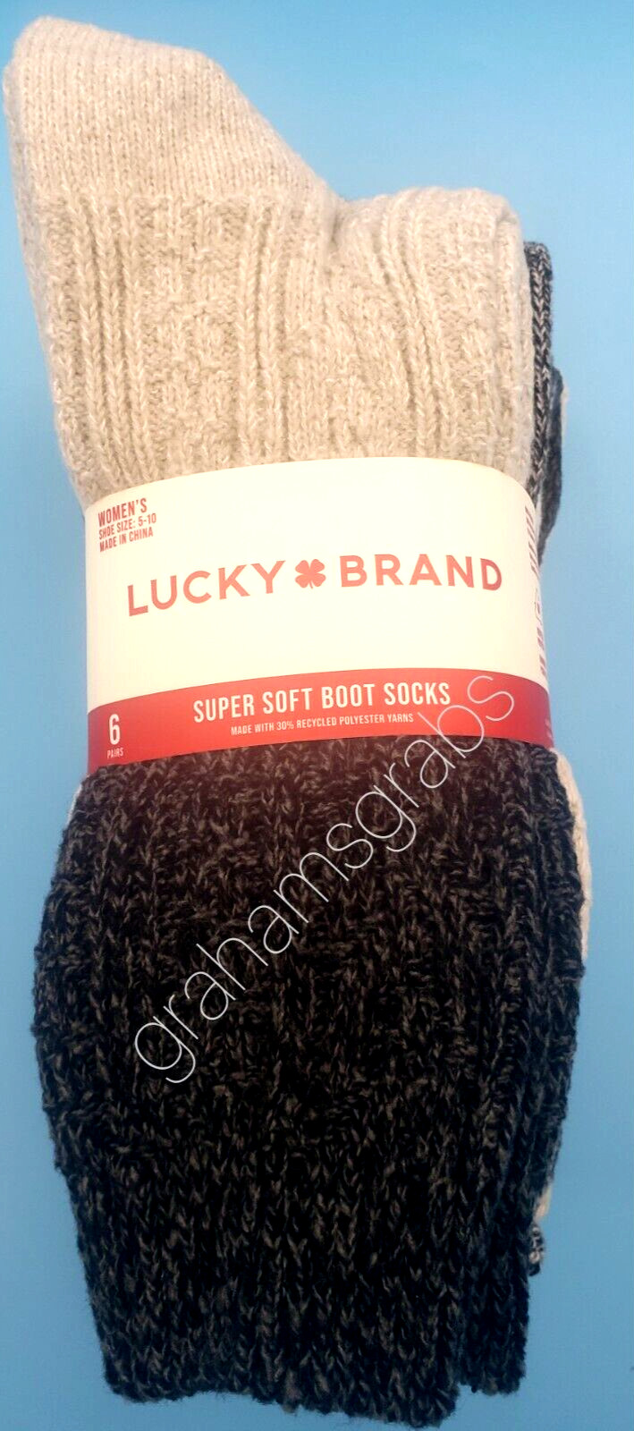 SUPER SOFT WOMENS BOOT CREW SOCKS LUCKY BRAND COZY 6-PACK YOUR CHOICE! SZ 5-10