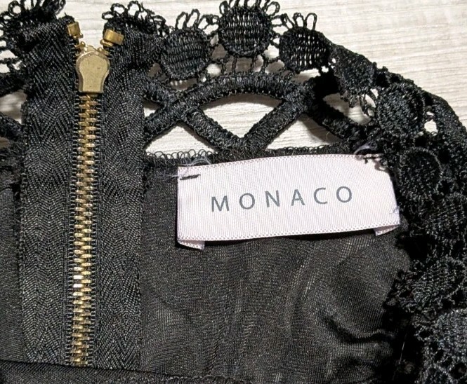Monaco Crop Top Long Sleeve Lace Mesh Velvet Sz S Black Victorian Goth Romantic