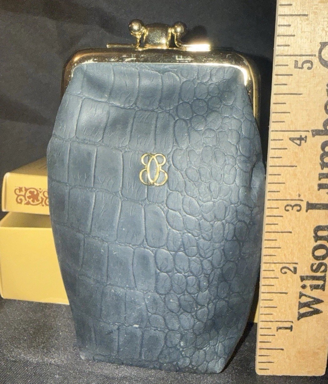 Buxton Navy Leather Crocodile Exterior Cigarette Case NIB Vintage Classic