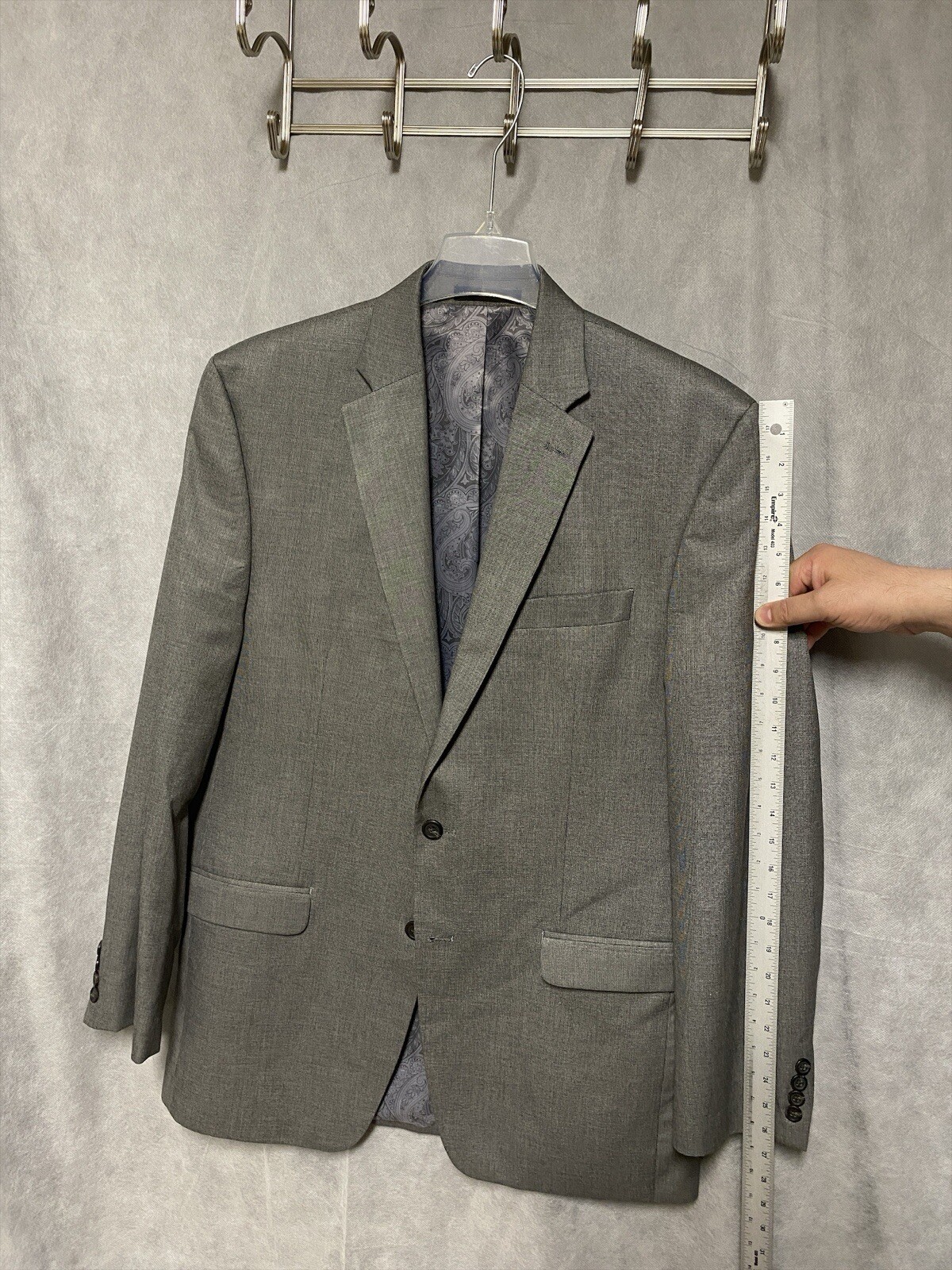 Chaps Suit Men 42L Gray Academia Career Formal 38 X30 Pants Ralph Lauren Luxury