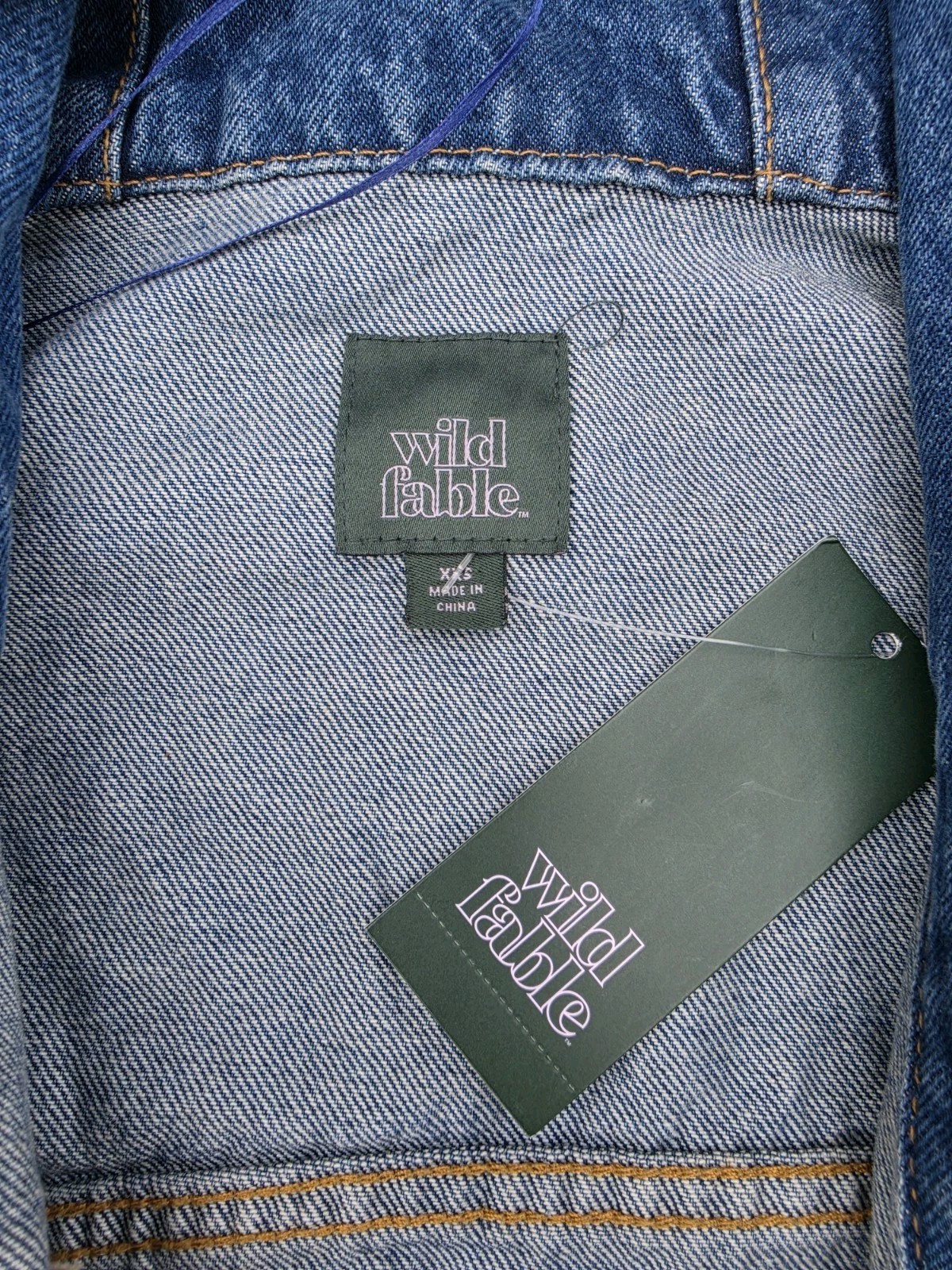 Wild Fable Women’s Blue Hooded Button-Front Denim Jacket w/ Pockets XXS