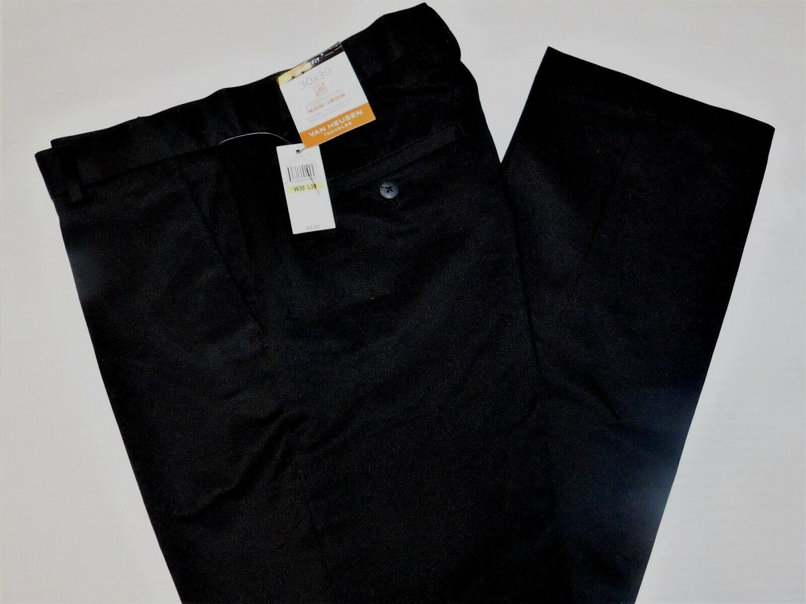 Van Heusen Traveler Dress Pants Slim Fit Premium Non Iron Wicking Black
