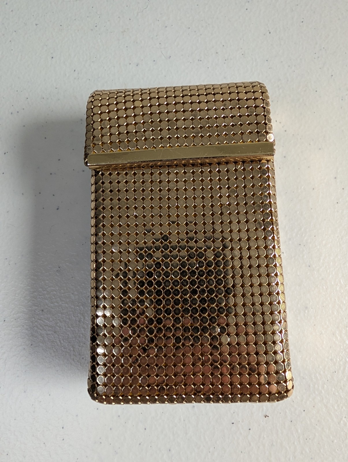 Vintage J. Davis Gold Metal Mesh Cigarette Case Card Holder Evening Clutch Bag